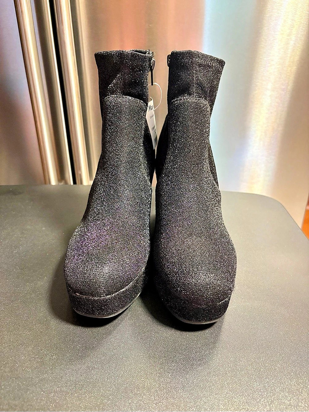 Mari A. Itsie Glitter Platform Heeled Ankle Boots Size 9M NWT